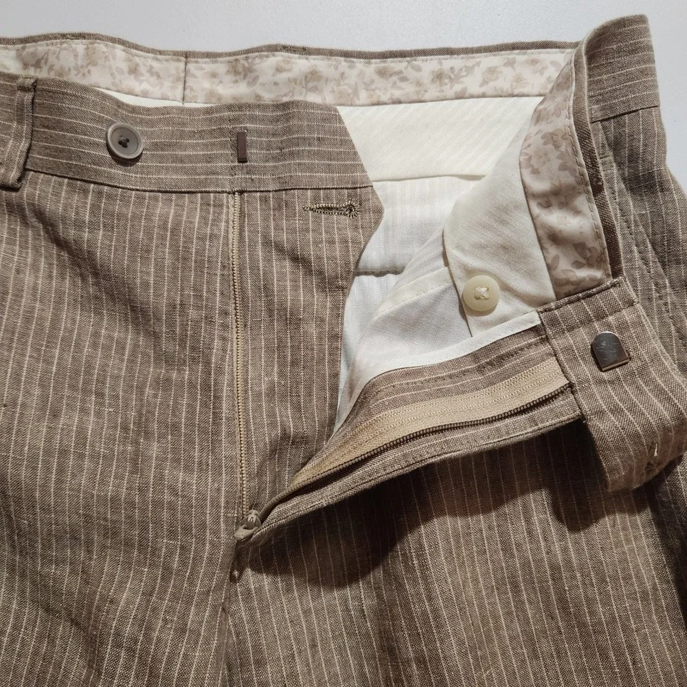Bar III 100% Linen Pinstripe Pants Trousers Men's 30x31 Slim Fit Flat Front